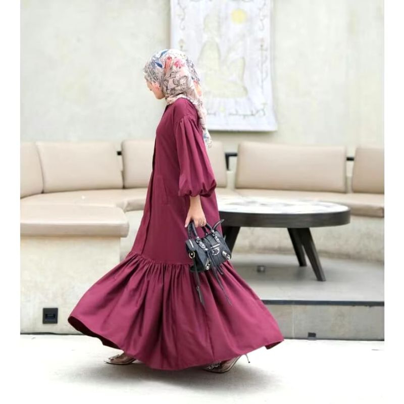 MELAYU DRESS GONEGANI - Fuschia Melayu Dress by gonegani Gamis Raya Koleksi Lebaran 2022 Melayu Dres