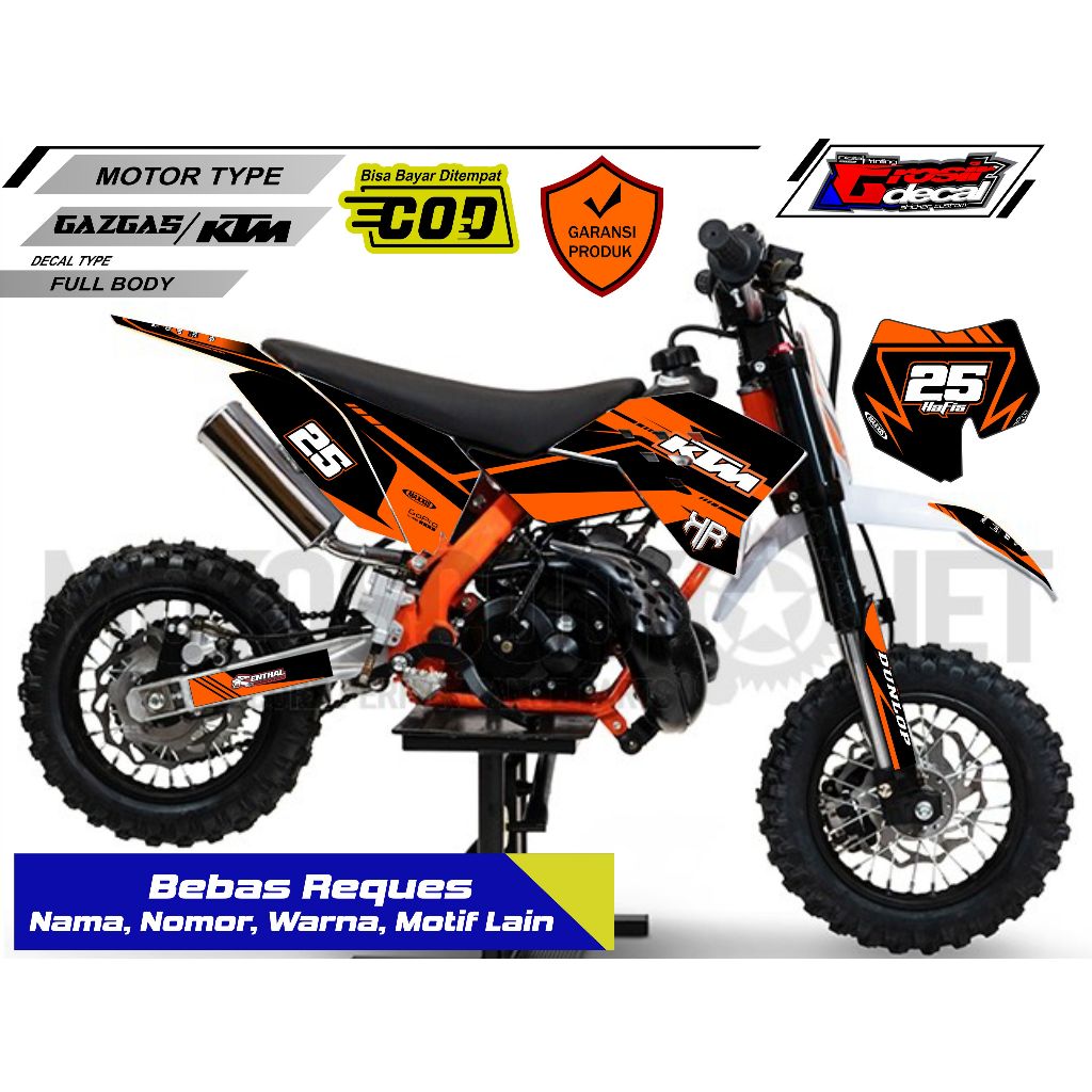 Sticker Decal Stiker Mini trail gazgas 50cc KTM 50cc Full body Bebas Reques