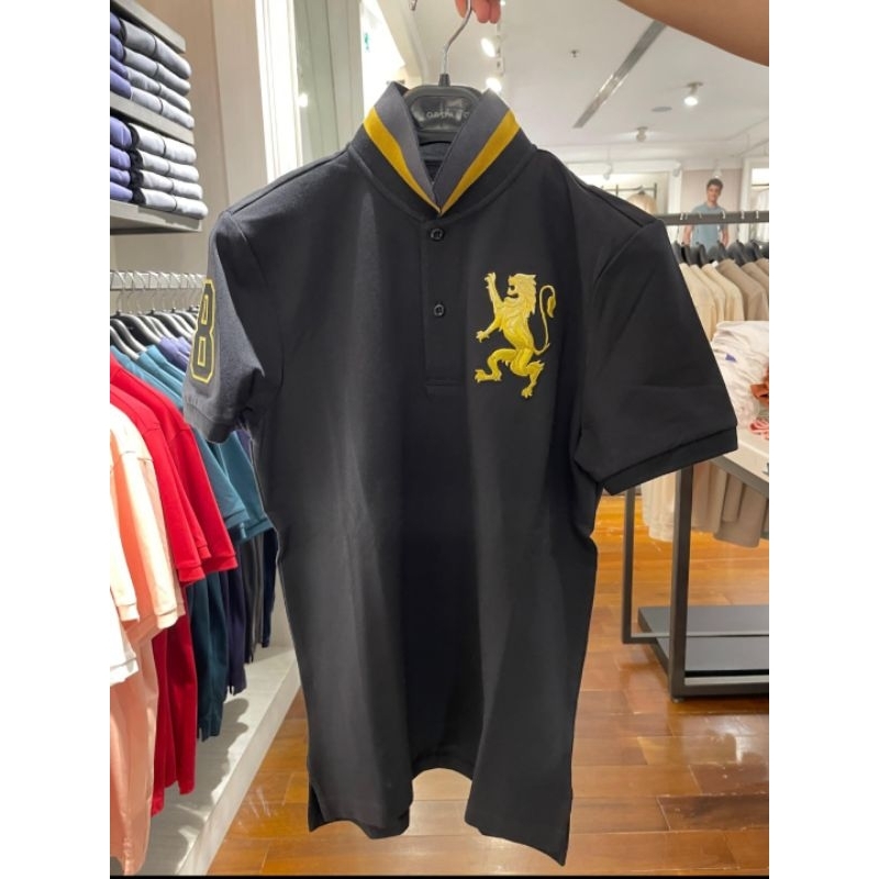 GIORDANO POLO SHIRT 3D LION SIGNATURE BLACK(ORIGINAL PRODUK)100%