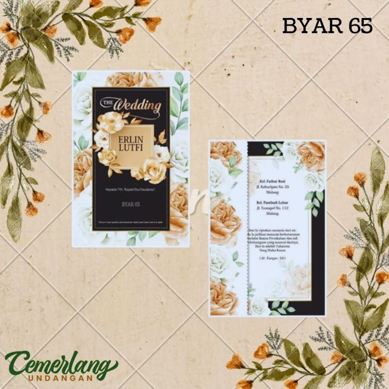 Blangko Undangan atau Kertas Undangan Pernikahan BYAR 65 Harga Termurah Gratis File Setting