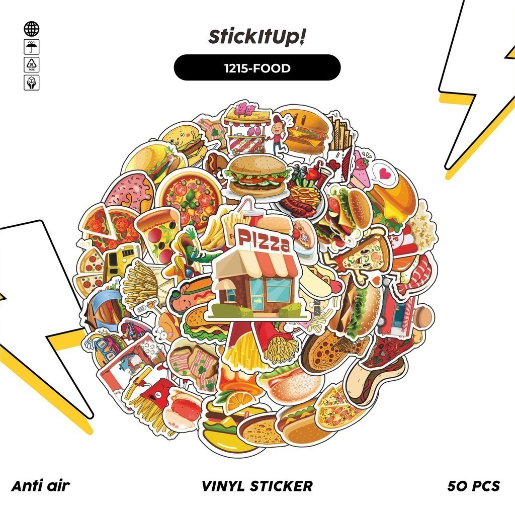 

COD✨ 100 Pcs Stiker Makanan Lezat v3 Lucu Anti Air Untuk Dekorasi Notebook Sepeda Skateboard Handphone DIY