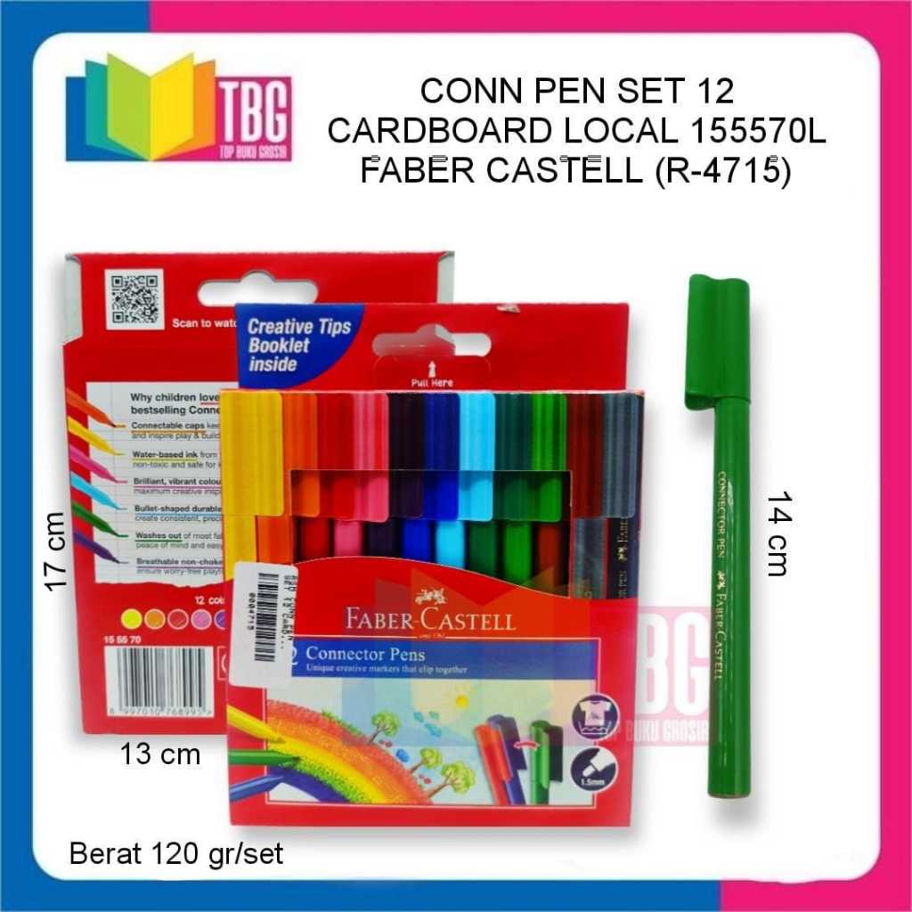 

1 SET CONNECTOR PEN SET 12 CARDBOARD LOCAL 155570L FABER CASTELL / SPIDOL WARNA / ALAT MREWARNAI (R-4715)