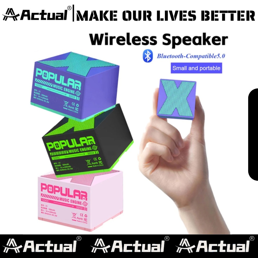 X1 Bluetooth Speaker Wireless Outdoor BT 5.0 Portable Subwoofer Stereo Surround Sound 40mm Mini Blue