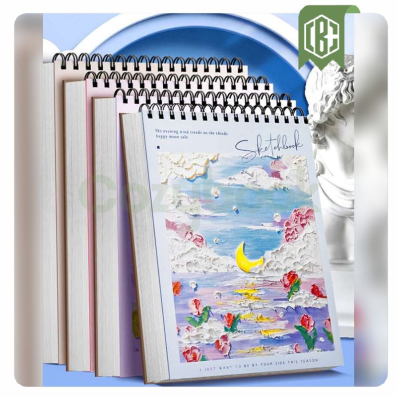 

Cozy Sketchbook A4 Buku Gambar tebal A4 BUKU Sketsa Vertikal Jilid Spiral 45 Lembar 90 Halaman