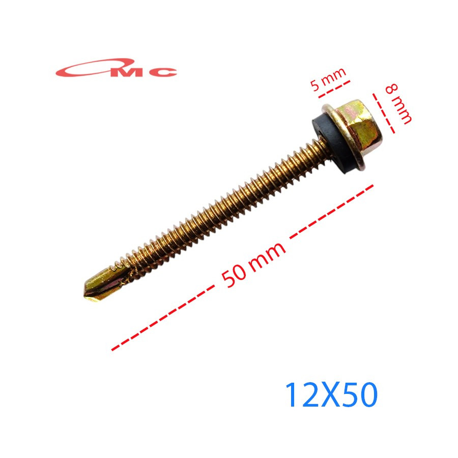 Skrup Sekrup Roofing Kuning 12X50 Turbofix Baut Roofing Baja Ringan Baut Rofing Screw Rufing Ruping 