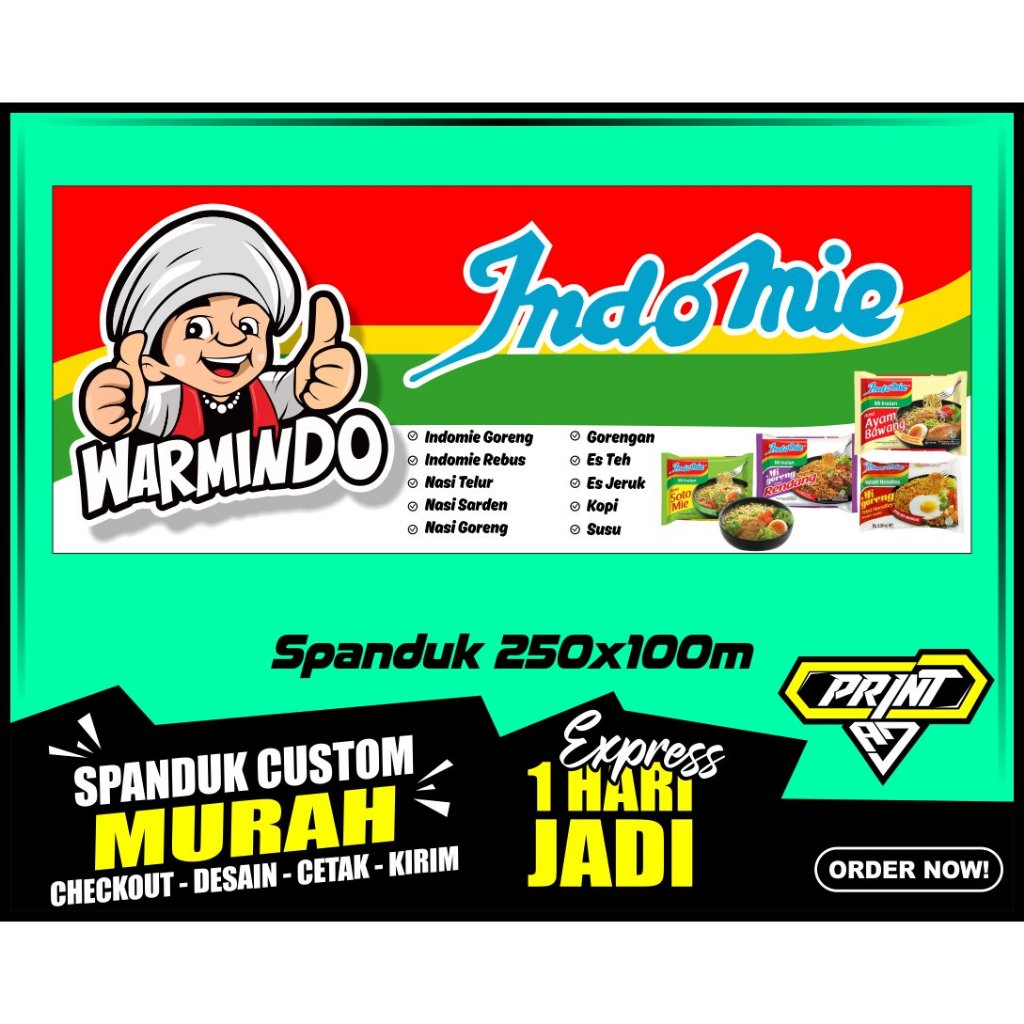 Banner WARMINDO,  Spanduk WARMINDO 250x100 cm, COD, Banner WARMINDO, Spanduk WARMINDO 250x100 cm,