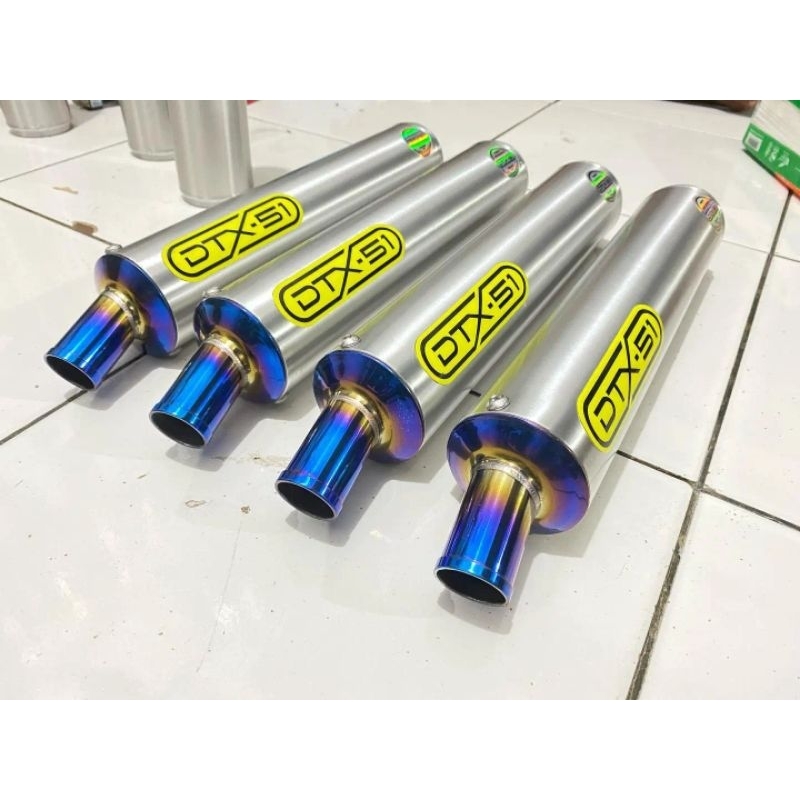 silencer knalpot ninja ss r rr original dtx51 silver pipe blue