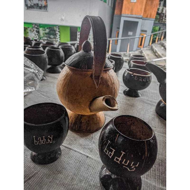 SET TEKO & GELAS Teko Tradisional Teko Air Dari Batok Kelapa Teko Khas Baduy Teko Unik Tradional Tek