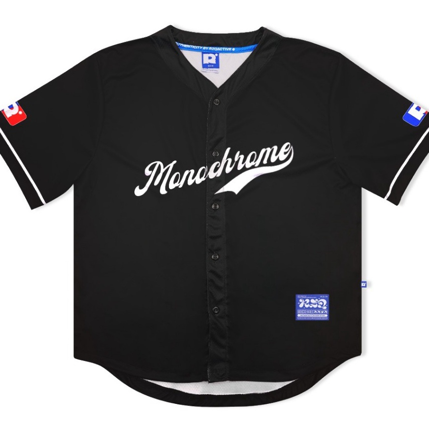 Potongan RZQ  Monochrome 99  Kerah Baseball  Streetwear  Jersey  Oversize  Boxy Fit  Retro  Vintage 