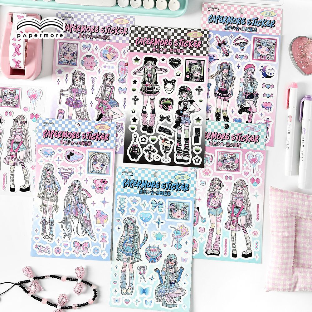 

[WindHeart] 1 lembar Sticker sheet PaperMore y2k ribbon trend sticker girl style