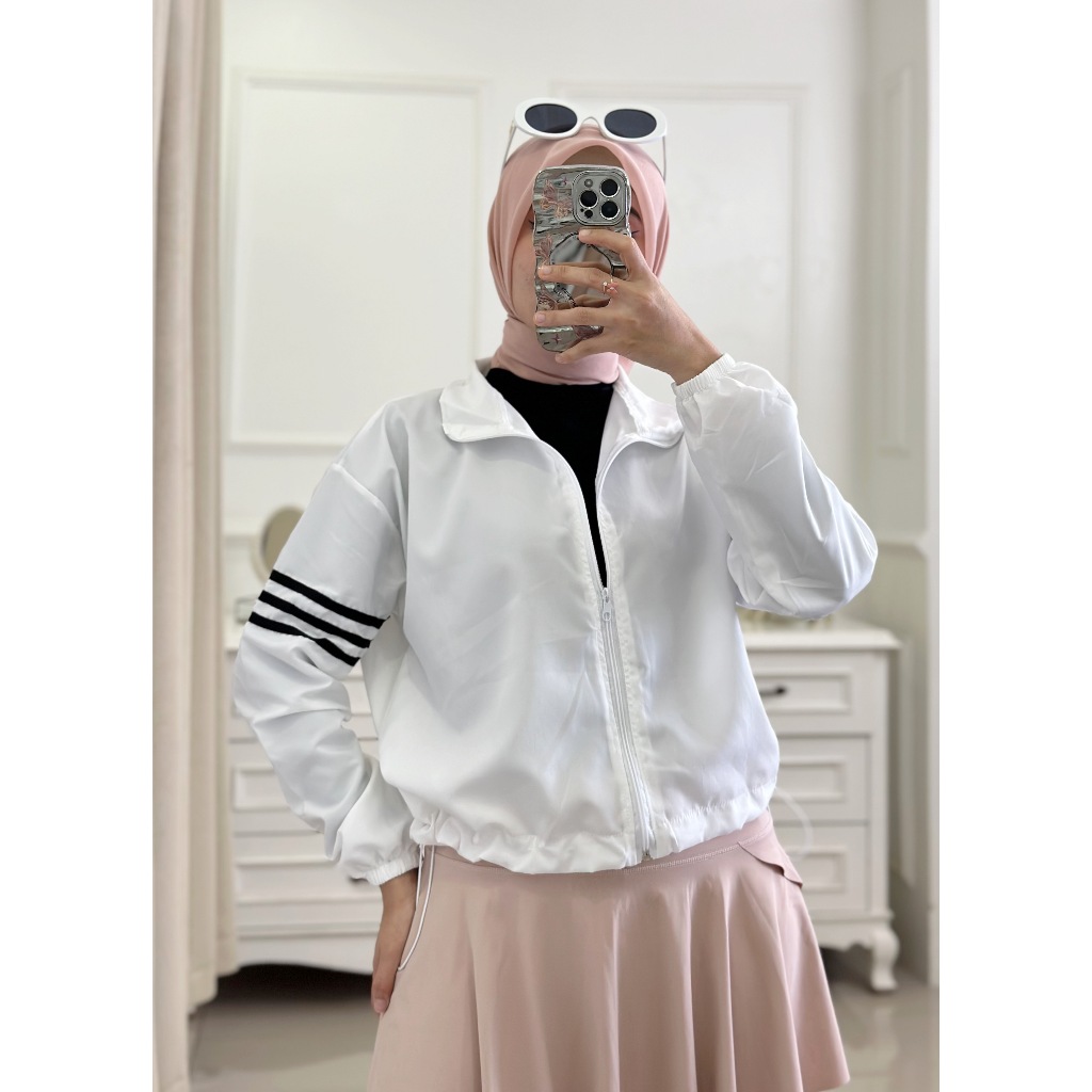 HRL ALFAN - Jaket Crop Parasut Olahraga Wanita Jumbo