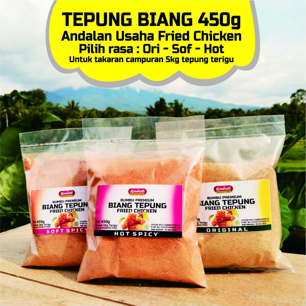

Biang tepung fried chicken Premium RIMBOZZ, tepung biang ayam crispy ayam geprek jamur crispy dll