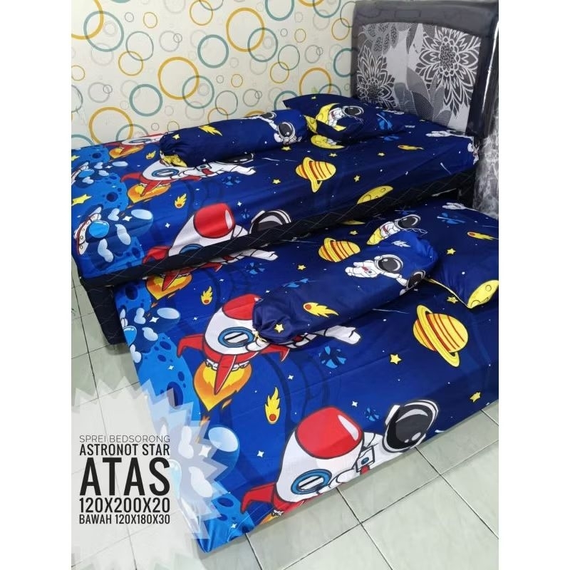 SPREI SORONG ATAS BAWAH/2IN1 MOTIF PLANET ASTRONOT ANTARIKSA GALAXY PESAWAT LUAR ANGKASA SPACE TATA 