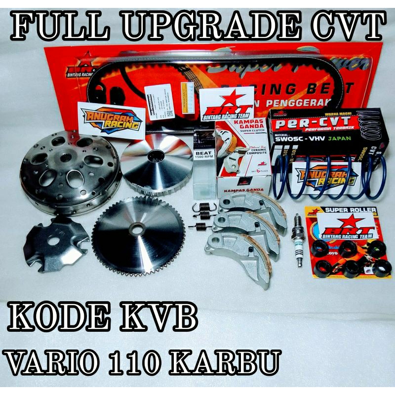 FULL UPGRADE CVT KIRIAN ANTI GREDEK AKSELERASI KVB VARIO 110 LAMA VARIO 110 KARBU CBS CW TECHNO MANG