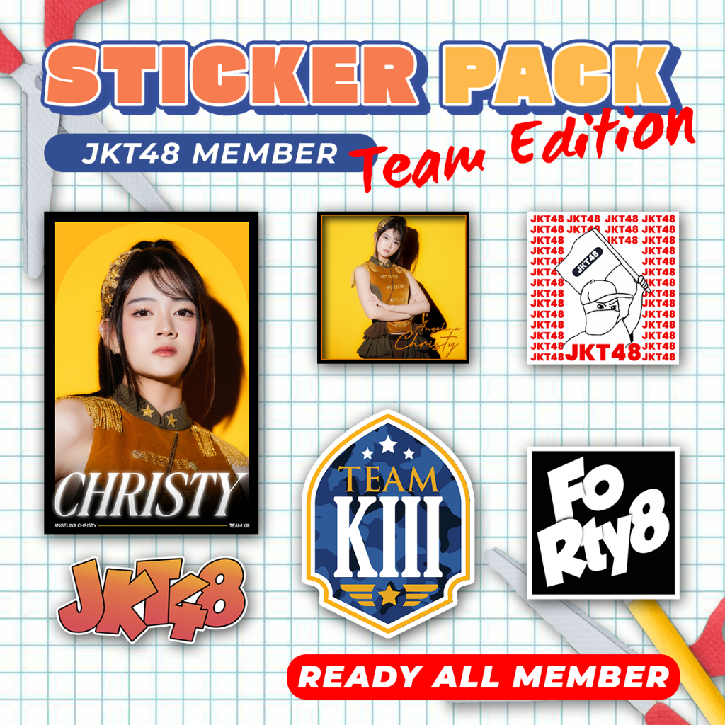 

[ ISI 5-6 ] STICKER PACK JKT48 TEAM EDITION SATUAN PREMIUM MENGKILAP TAHAN AIR / STICKER TUMBLER LAPTOP MOTOR GITAR / STIKER