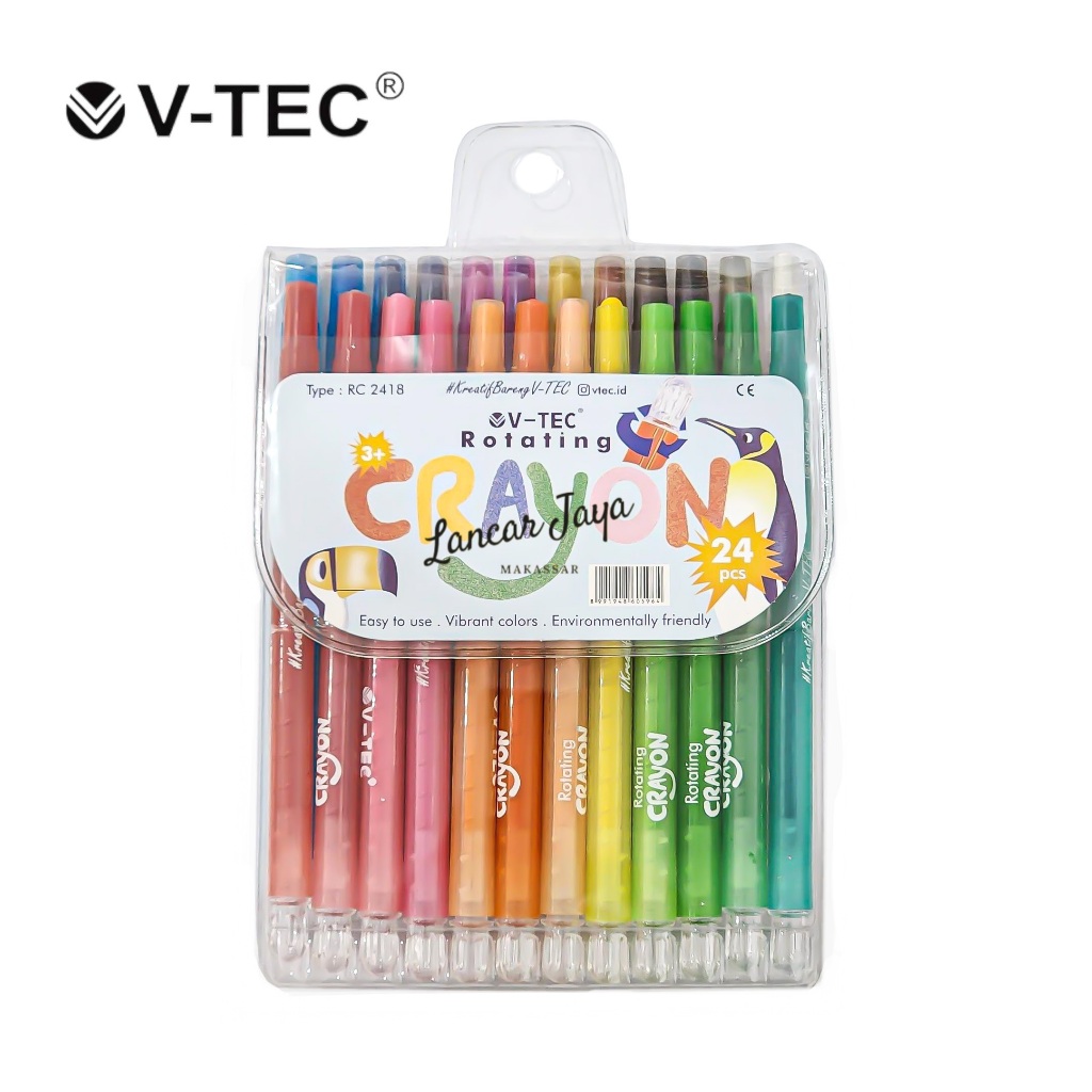 

Rotaring Crayon V-TEC RC-2418 24 Warna Panjang ( Twist Crayon Putar )