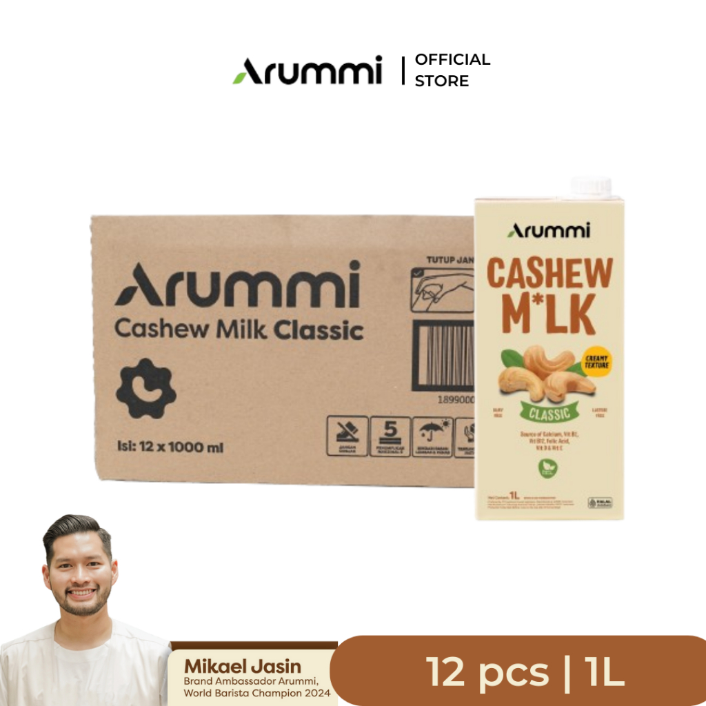 

[Bundle 12 pcs] Arummi Cashew Milk Original 1L - Susu Kacang Mede Dairy & Lactose Free