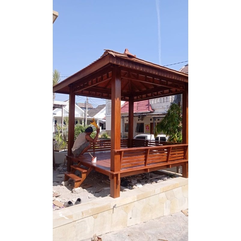 gazebo taman /  saung gazebo kayu / gasebo / saung gazebo / gazebo kelapa / saung kayu / gazebo kayu
