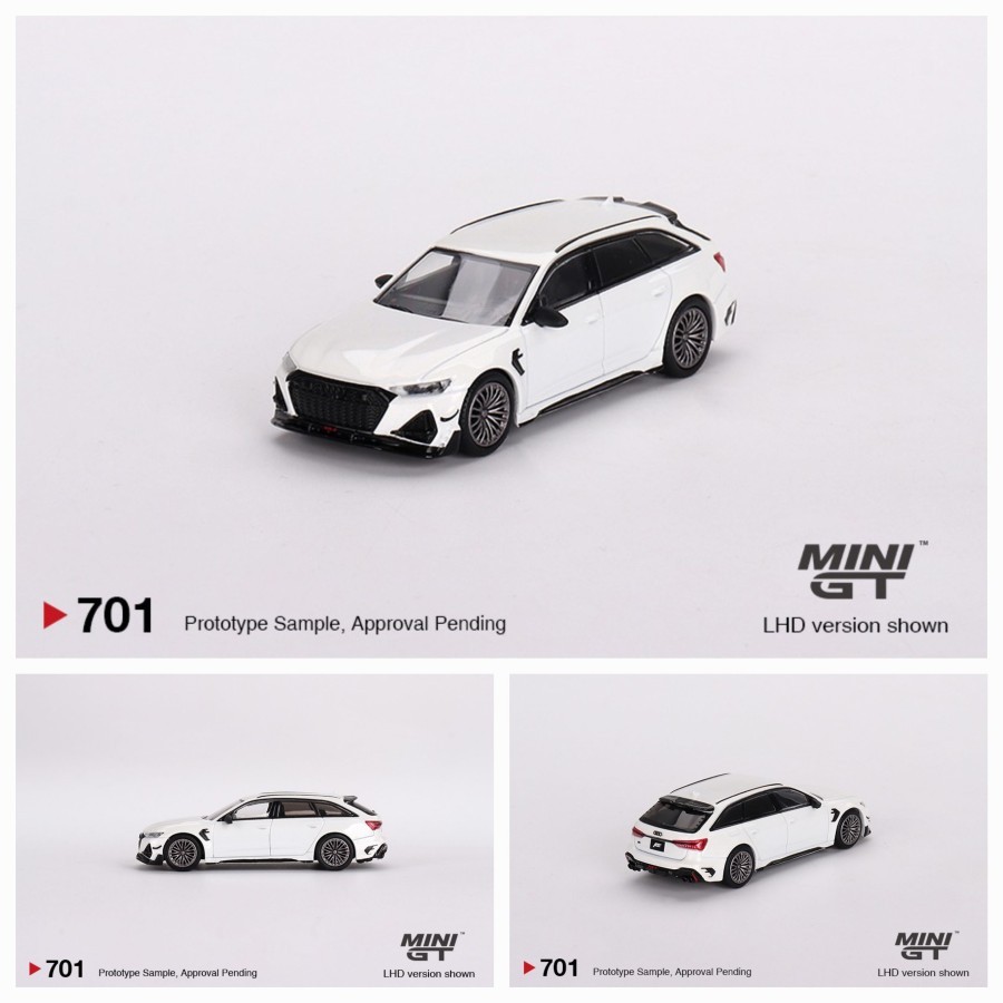 Mini GT ABT Audi RS6-R Glacier White Metallic putih wagon LHD Diecast