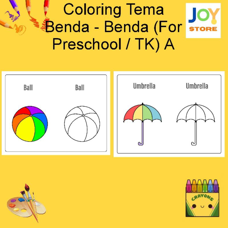 

Kertas Gambar Mewarnai ukuran A4 dan A5 150 gsm - Coloring Paper Tema Benda - Benda Rumah A ( For Preschool / TK / SD ) Toko Joy Store