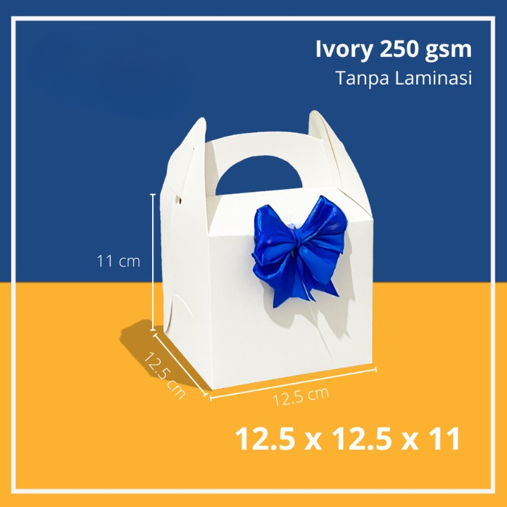 

(10pcs) Gable Box Ivory Kemasan Kue Tart Mini Cupcake Dus Tenteng Hampers Snack Size 12.5x12.5x11cm