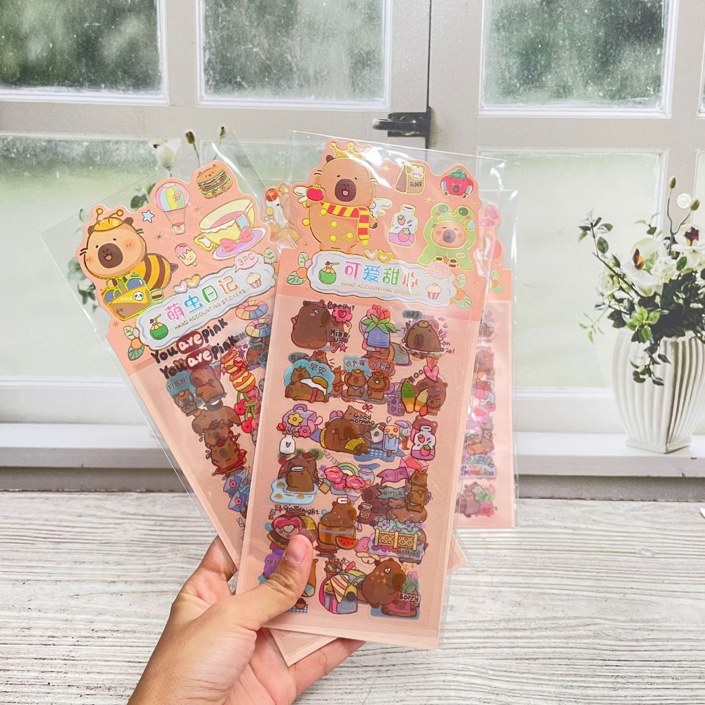 

Sticker Capybara 1 Set isi 3 Lembar Super Cute Lucu / Stiker CAPYBARA Alat Tulis Kekinian Favorit Anak Harga TERMURAH Stationary Fancy Premium Quality Bisa Grosir dan COD
