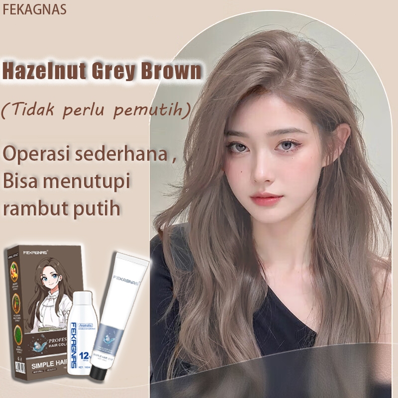 【Beli 100ml gratis 100ml】 FEKAGNAS cat rambut ash brown*200ml pewarna rambut pria dan wanita ，semir 