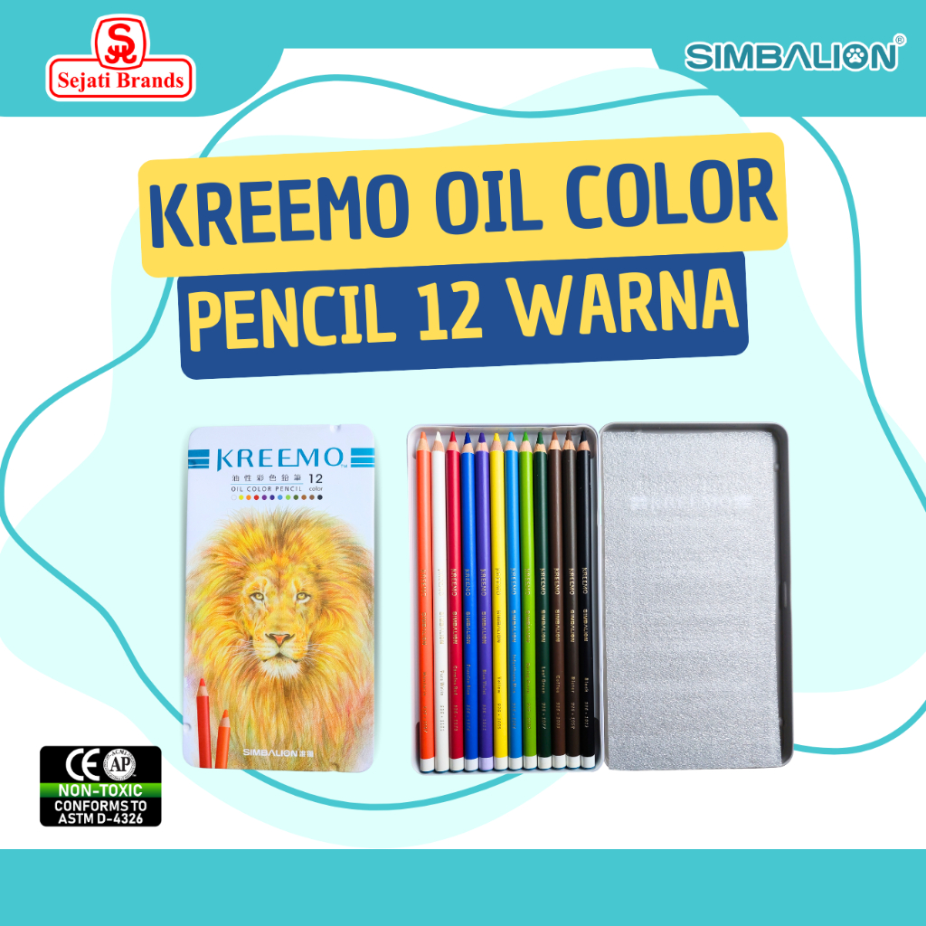 

SIMBALION Pensil Warna Oil Color Grade A 12 Warna Kreemo Oil Color 12c/ Pensil Warna Oil Color Base 12c