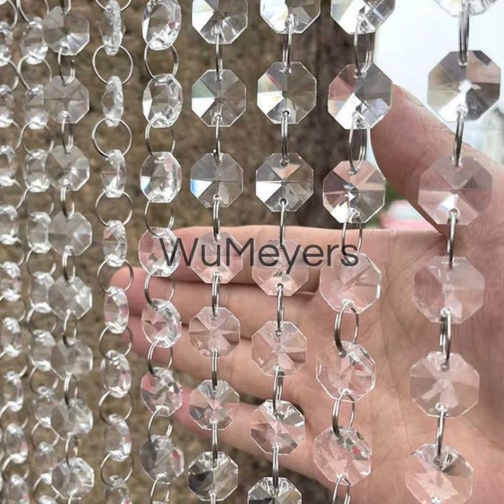WM CRYSTAL BEADS OCTAGON AKRILIK RONCE 1METER PREMIUM - KRISTAL GANTUNG BENING RANTAI MANIK UNTUK HI