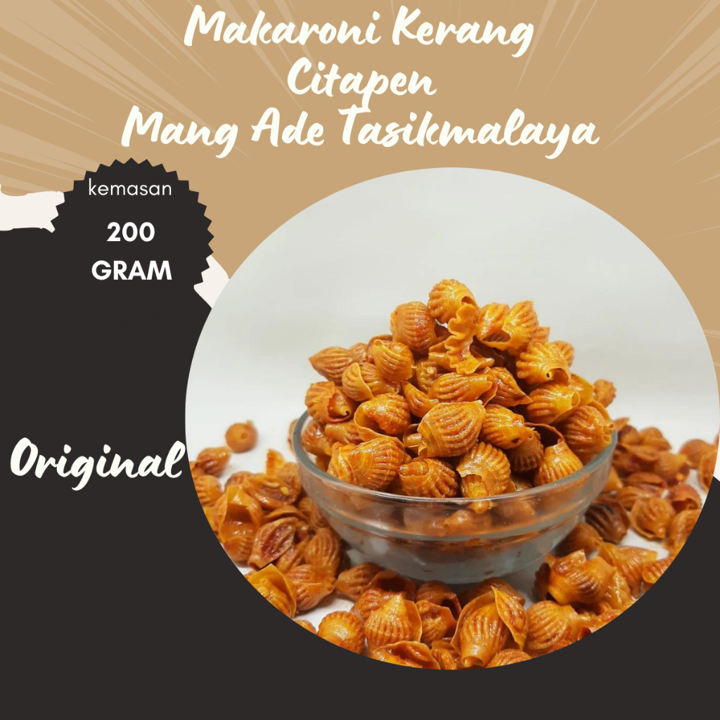 

Makaroni Campuran Original Daun Jeruk Kemasan 200 Gram Mang Ade Citapen Khas Tasikmalaya