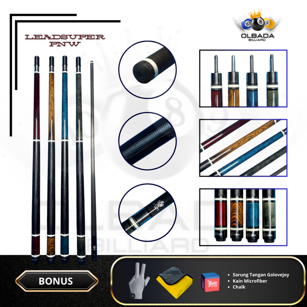 LEADSUPER PNW Stik Billiard Carbon / Stik Bola Billiard / Stick Billiard Ball