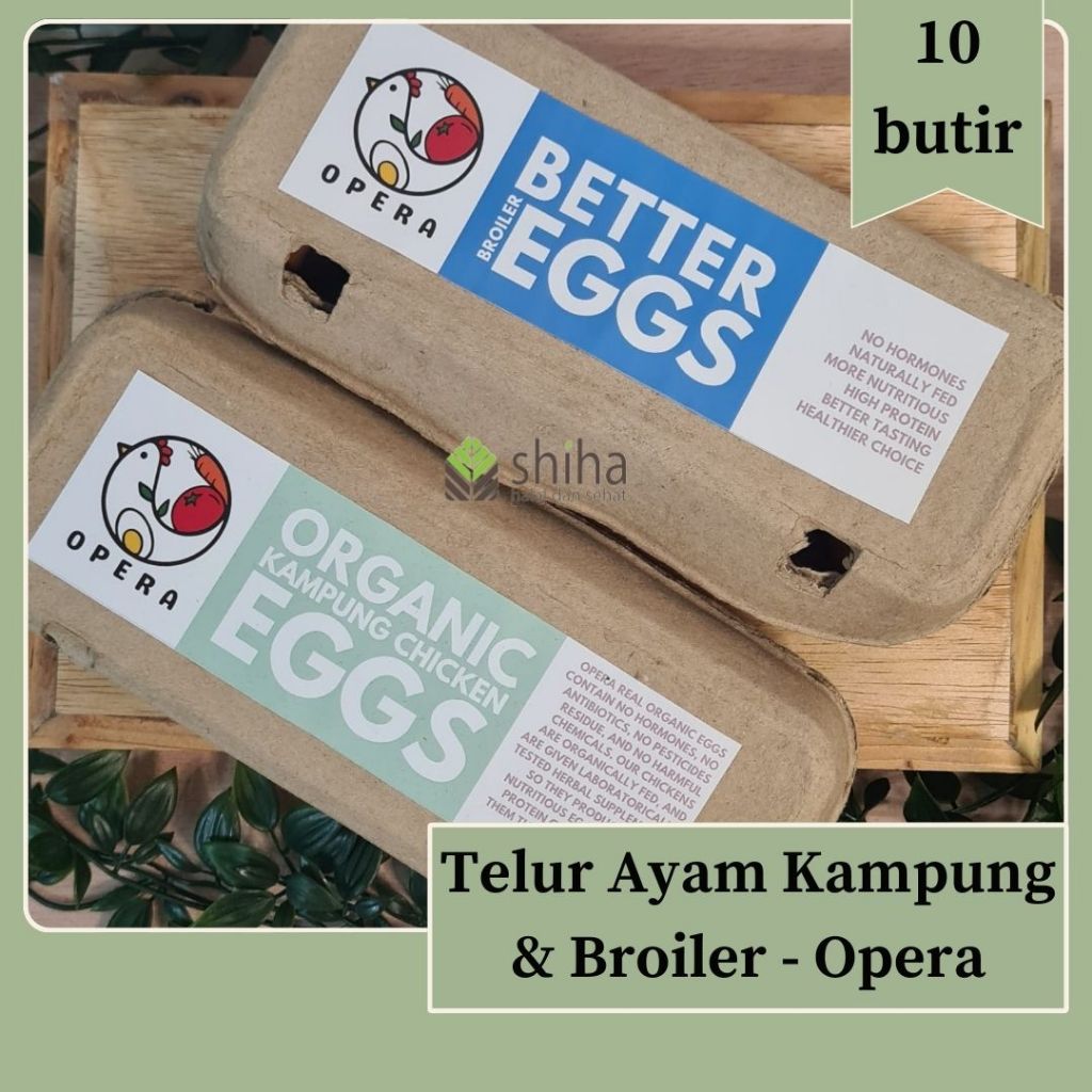

Opera Organic Egg - TELUR AYAM KAMPUNG & TELUR AYAM BROILER isi 10pcs | Warung Shiha