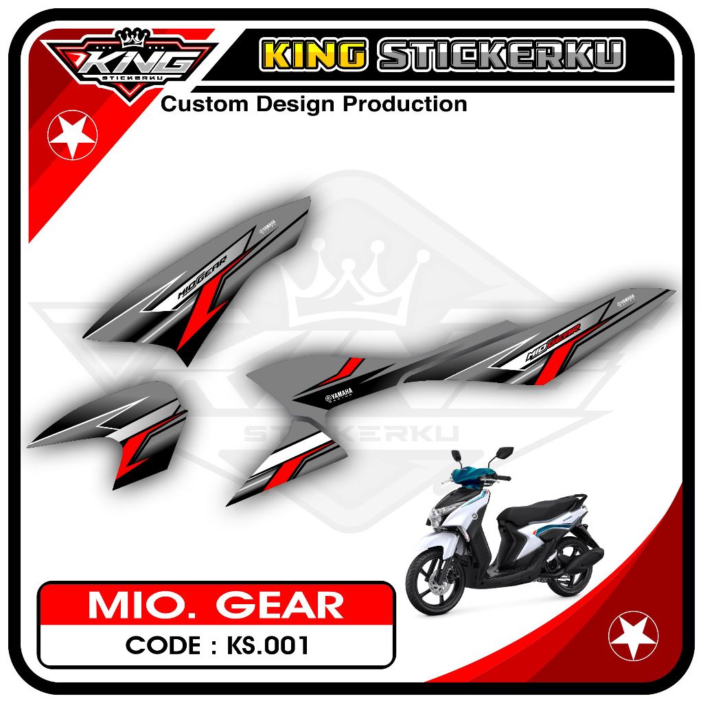 Stiker Striping Mio Gear 125 - Sticker Striping Mio Gear 125 Desain Racing. KS.01