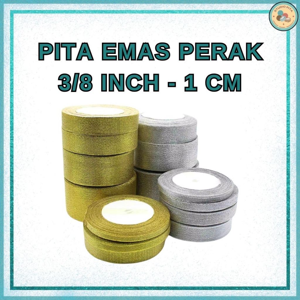 

Pita Emas Perak 3/8 Inch (1 Cm) // Pita Glitter