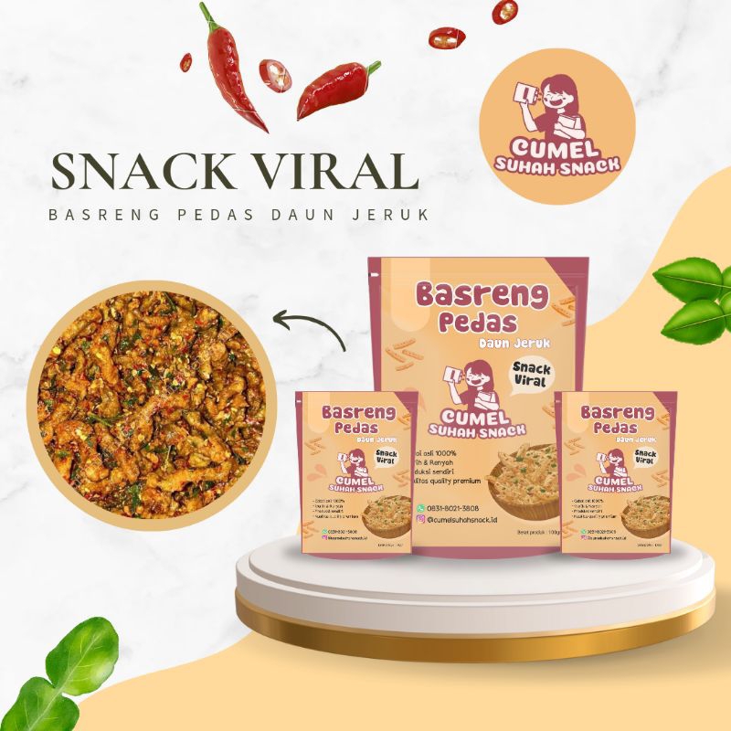 

Snack viral BASRENG pedas daun jeruk 100gr by cuimelsuhahsnack.id