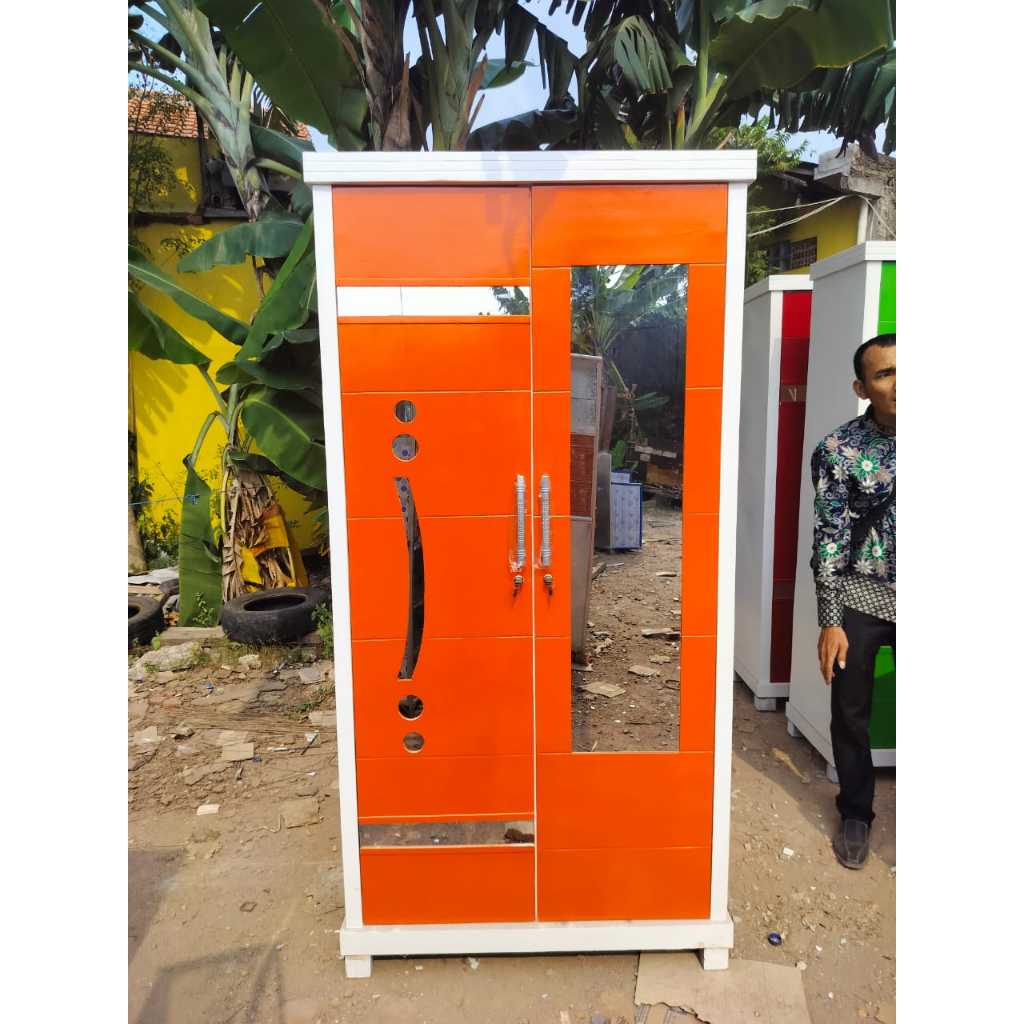 Lemari Pakaian 2 Pintu Buka Tutup / Lemari Baju Engsel Minimalis / Rak Lemari Baju