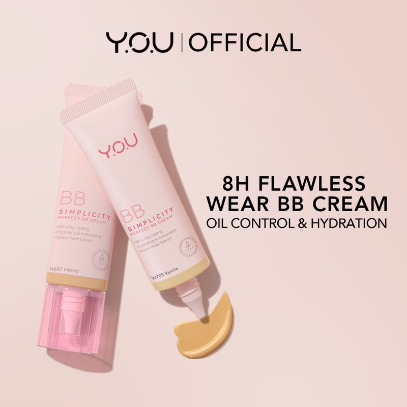 YOU Simplicity Perfect Glow BB Cream 25gr Bedak Cair Tahan Lama With Hazel Extract Menghidrasi Kulit