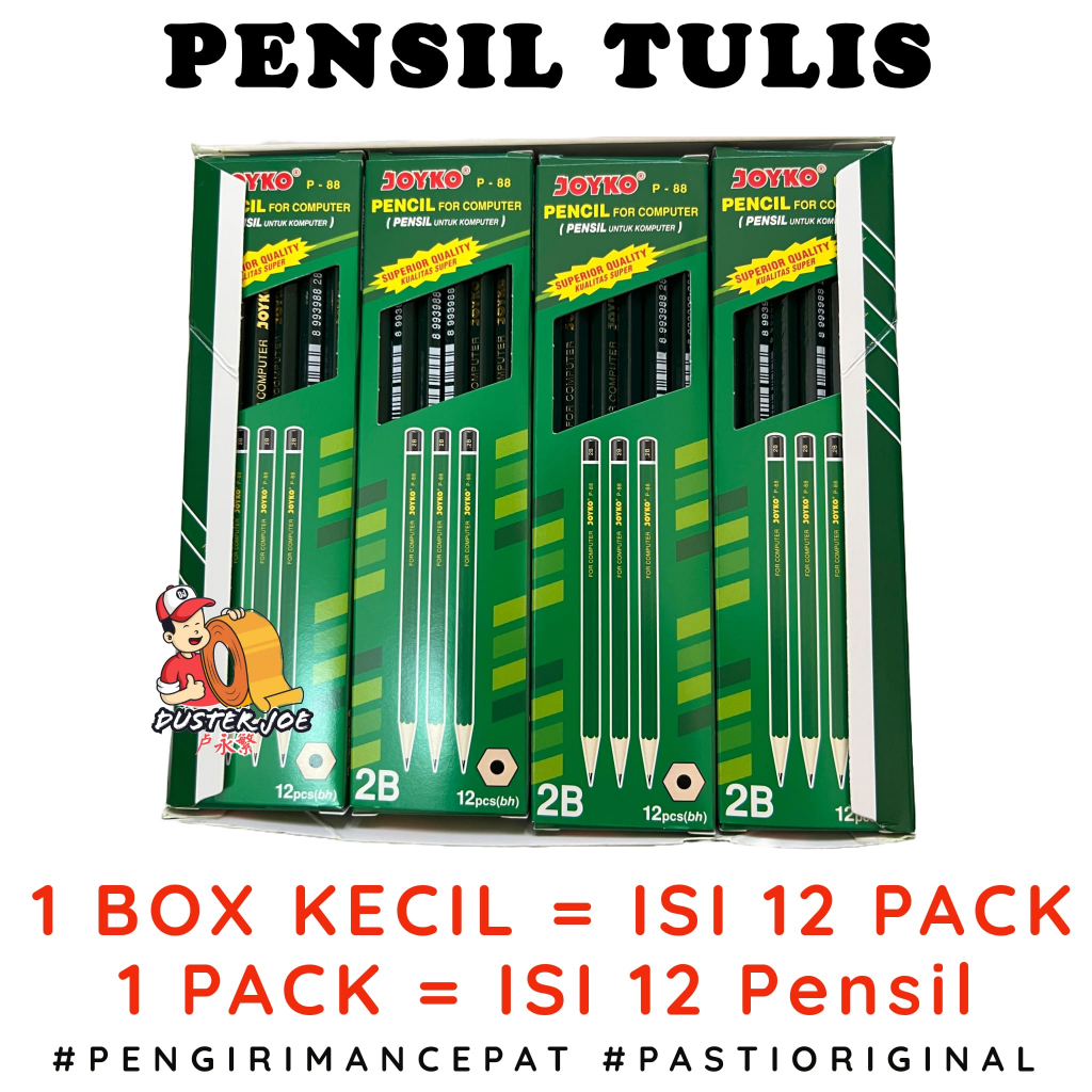 

RB [PER 1 BOX] Pensil 2B Joyko P88 GROSIR Hitam Pencil Komputer Ujian ( ISI 144 PCS)
