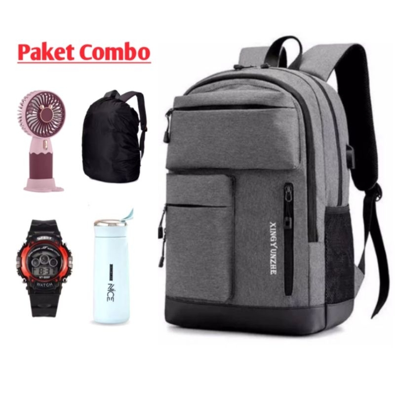Global_Tas Ransel Sekolah Pria Menengah Keatas Tas Ransel Laptop Perjalanan Premium