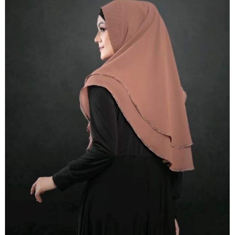 hijab ceruty 2 layer picot jilbab ceruty premium kerudung dewasa instan