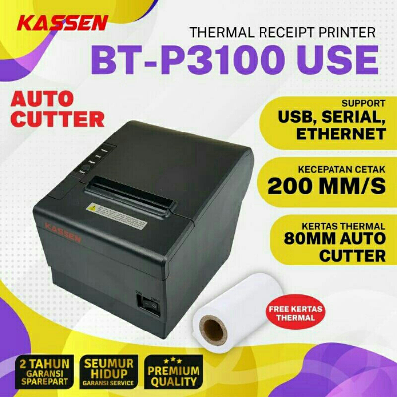 PRINTER THERMAL RRCEIPT KASSEN BT-3100 USE. AUTO CUTTER