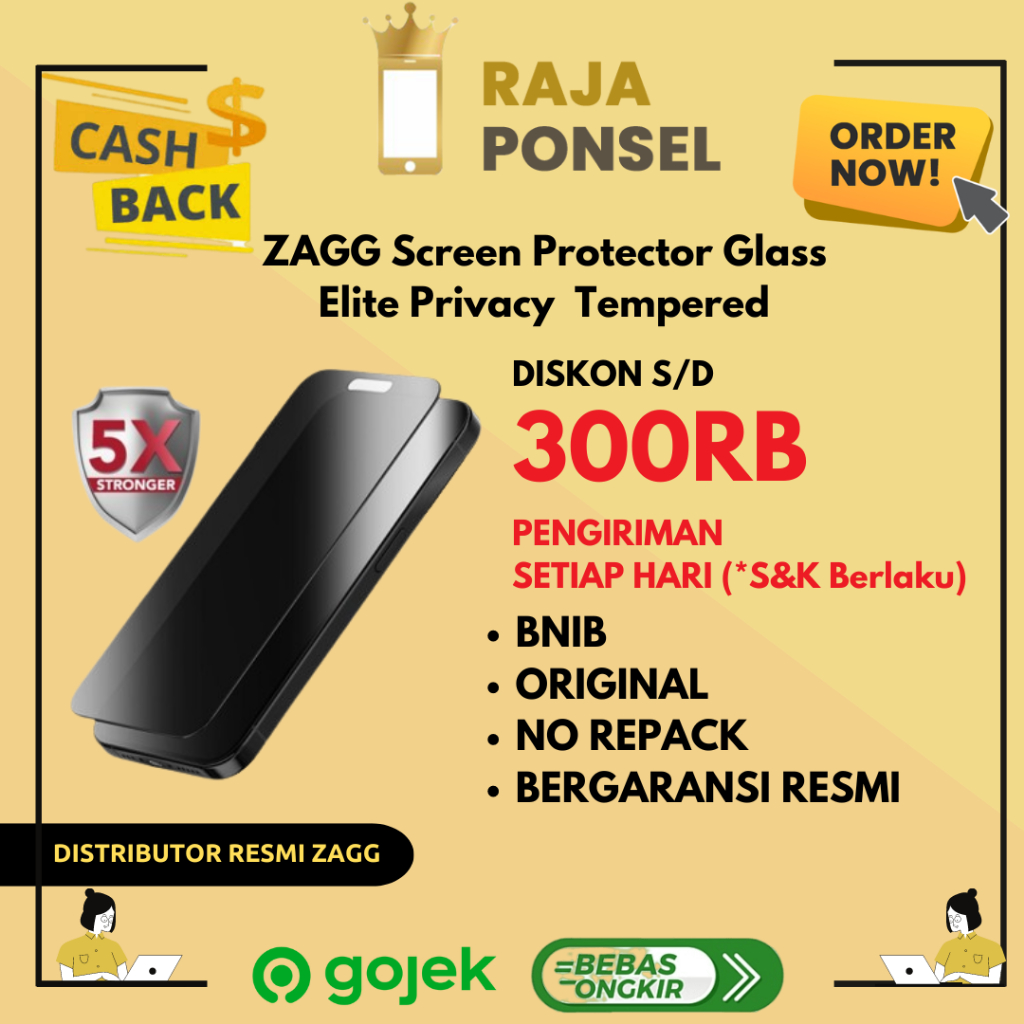 ZAGG Screen Protector Glass Elite Privacy iPhone 15 Pro Max Tempered