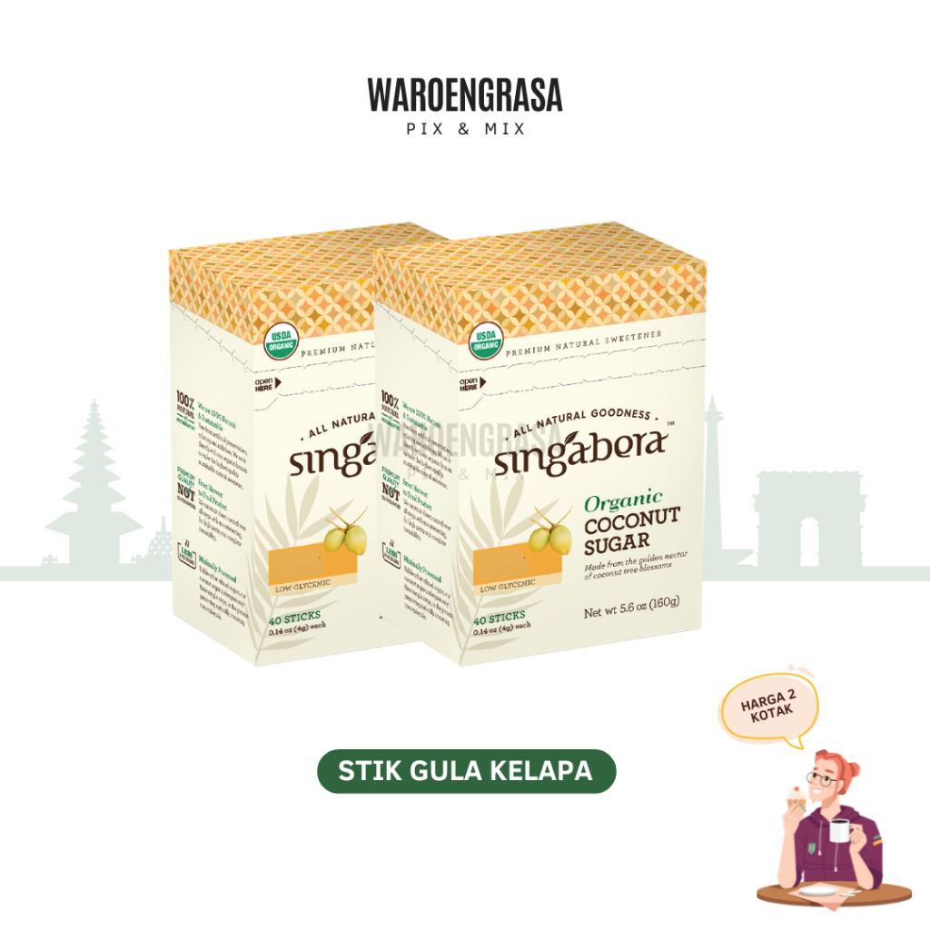 

Singabera Organic Coconut Sugar - Gula Kelapa Premium Organik - 2 box @ 40 stik