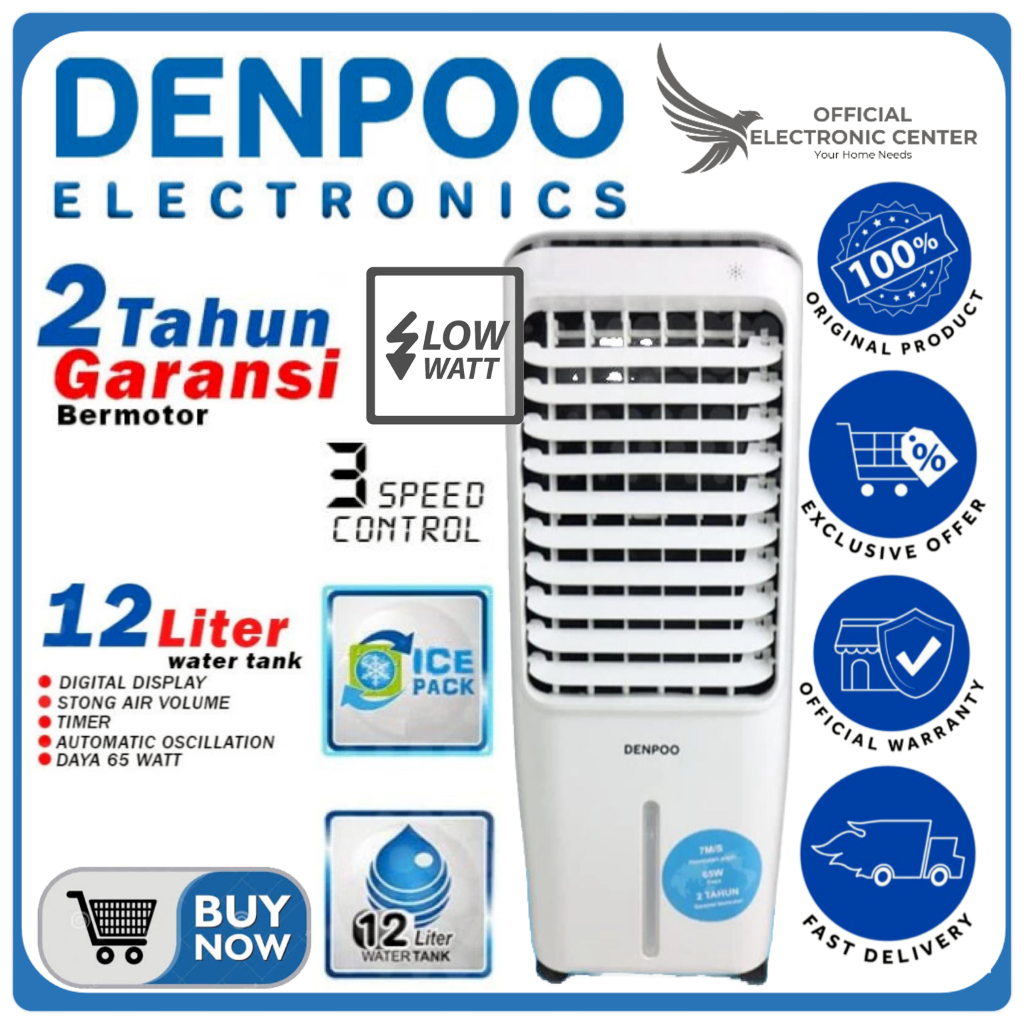 DENPOO AIR COOLER AR1108 AR-1108 AR 1108 PENYEJUK RUANGAN LOW WATT 12L DENPOO AIR COOLER