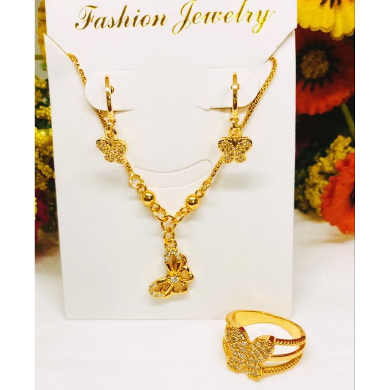 set perhiasan wanita,remaja motif kupu kupu , titanium kekinian