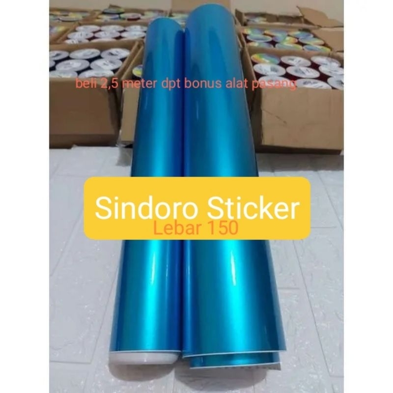 Skotlet Mobil Warna sky blue Candy Lebar 150 Sticker Mobil Motor Warna Sky Blue Candy Metalic Lebar 
