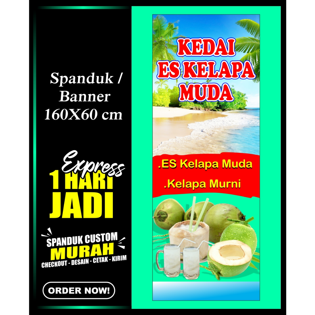 Banner ES KELAPA MUDA, Spanduk ES KELAPA MUDA 160x60 cm, COD / Banner ES KELAPA MUDA, Spanduk ES KEL