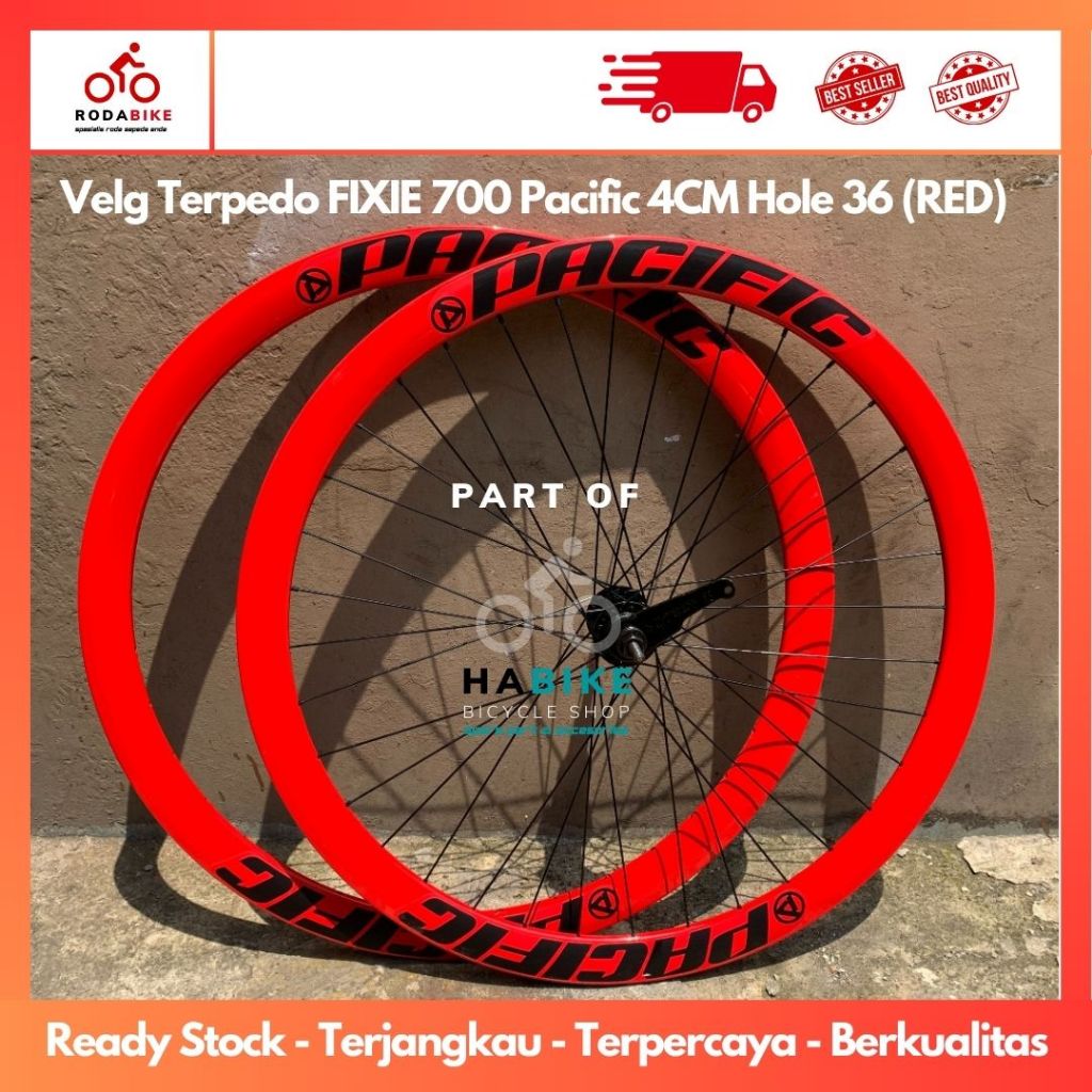 Velg Jadi Set Untuk Sepeda Fixie Ukuran 700 Tinggi 4 CM Merk PACIFIC BIKE 1 Set Depan + Belakang Ter