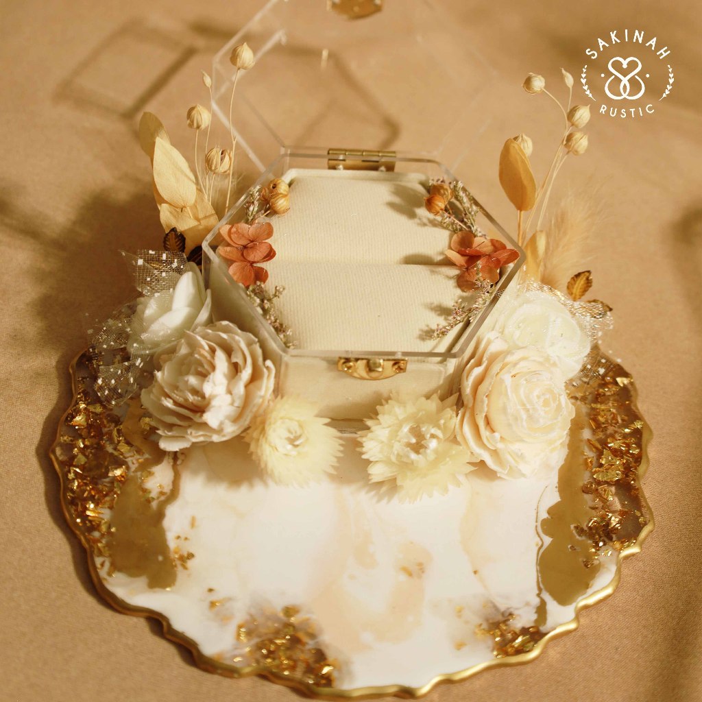 Mahar Nikah/Ring Bearer Resin Tray/Tempat Cincin Resin/Kotak Cincin Akrilik