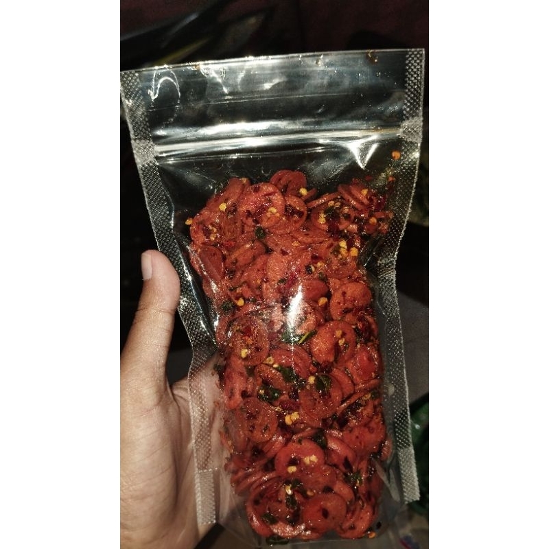 

sosreng (sosis goreng) pedas daun jeruk